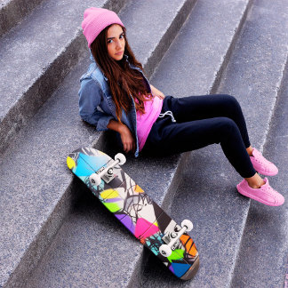 Graffiti Spray-Painted Shapes Skateboard