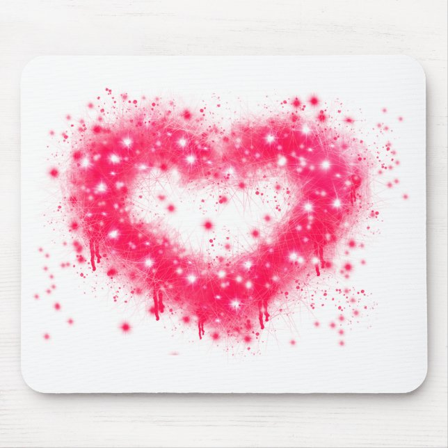 Graffiti Spray rosa funkelndes Herzdesign Mousepad (Vorne)