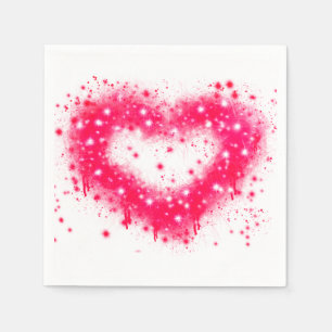 Graffiti Spray rosa funkelndes Herzdesign Serviette