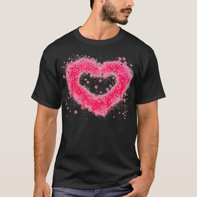 Graffiti Spray rosa funkelndes Herzdesign T-Shirt (Vorderseite)