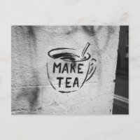 Graffiti stencil art "make tea" Slogan Postkarte