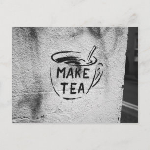 Graffiti stencil art "make tea" Slogan Postkarte