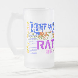 Graffiti-Stil Rat Chinesisch Jahr Zodiac Glas Tass Mattglas Bierglas