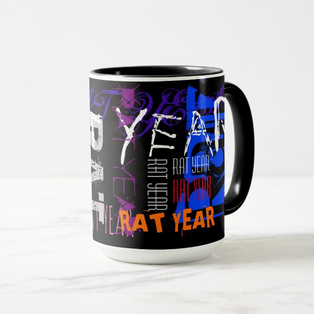 Graffiti-Stil Rat Chinesisch Jahr Zodiac TT Tasse (VorderseiteRechts)