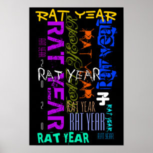 Graffiti-Stil Repeating Rat Metal Year 2020 P Poster