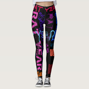 Graffiti-Stil Wiederholung Rat Jahr Z Geburtstag L Leggings