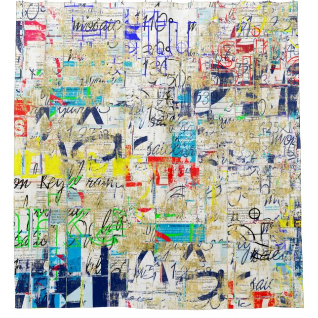 Graffiti Straßenmauer. Grunge Wallart, Straße, Bac Duschvorhang (Vorderseite)