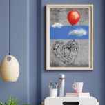 Graffiti Street Art Light-Heart Rotballon Poster<br><div class="desc">Dieses Kunstwerk zeigt eine Illustration eines Herzens, das durch Wolken am Himmel fliegt und an einem roten Ballon befestigt ist. Der Titel, den ich gewählt habe, ist leichtsinnig. Es ist eine Einladung, nicht zu viel zu kümmern, das Leben nicht ernst zu nehmen und von dem gegenwärtigen Moment zu profitieren. Der...</div>