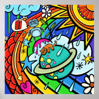 Graffiti Street Art Rainbow Weather Funky Cartoon