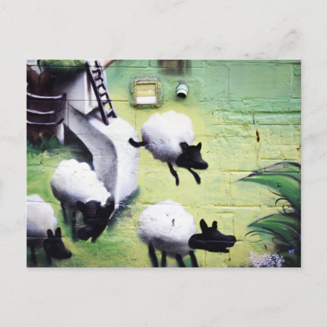 Graffiti / Street Art Sheep Jumping Postkarte (Vorderseite)