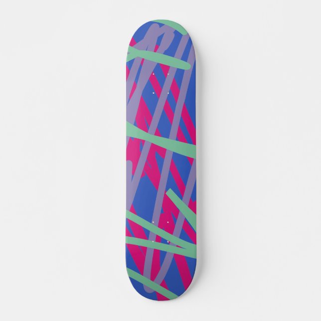 Graffiti Street Art Urban Lines Blue Pink Lila  Skateboard (Vorne)