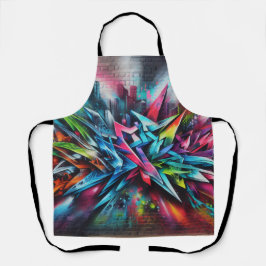 Graffiti Streetart auf Ziegelwand mit Skyline Schürze