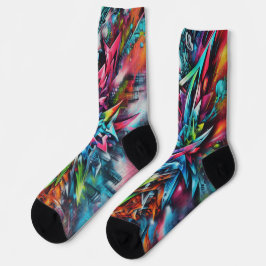 Graffiti Streetart auf Ziegelwand mit Skyline Socken