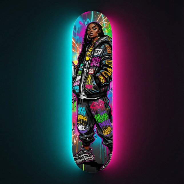 Graffiti Style Black Woman Portrait Skateboard (Von Creator hochgeladen)