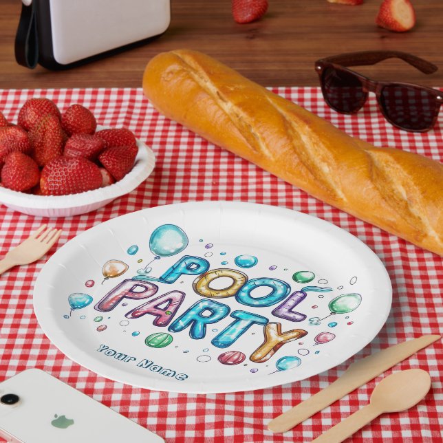 Graffiti Style Buchstaben und Balloons I Pool Part Pappteller (Picknick)