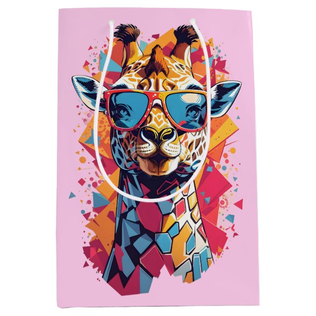 Graffiti Style Giraffe Portrait-58567 Mittlere Geschenktüte (Vorderseite)