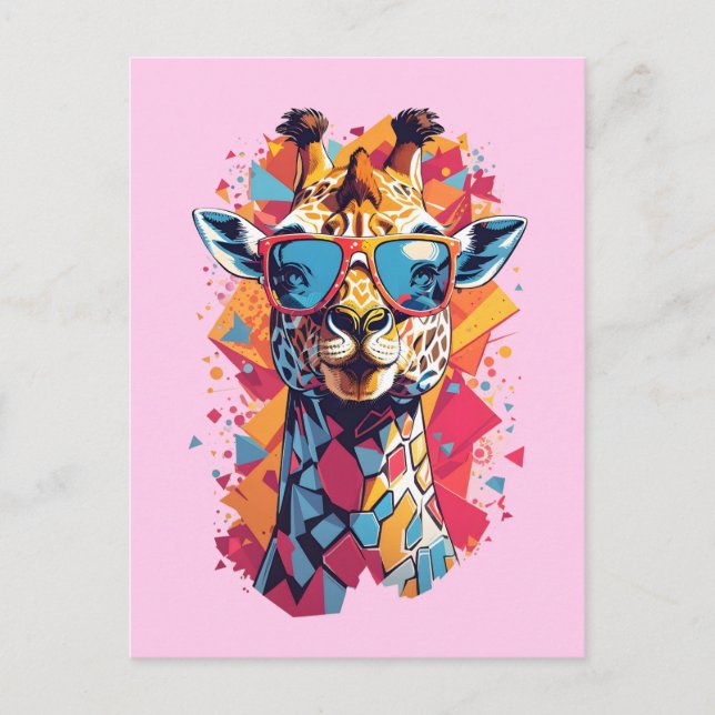 Graffiti Style Giraffe Portrait-58567 Postkarte (Vorderseite)
