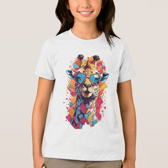 Graffiti Style Giraffe Portrait-58567 Tri-Blend Shirt (Vorderseite)