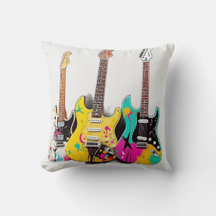 Graffiti Style Gitarren mit musikalischen Hinweise Kissen