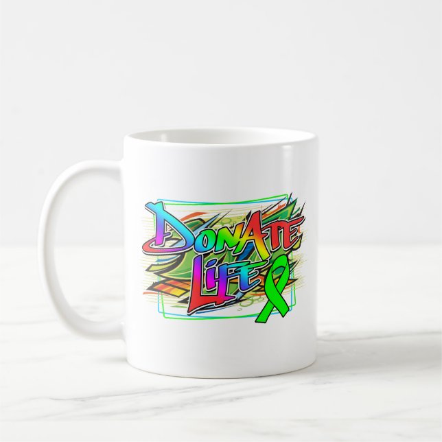 Graffiti Style Organspende Bewusstsein Kaffeetasse (Links)
