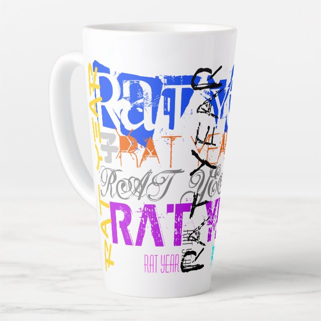 Graffiti style Rat Chinese Year Zodiac L Latte Tas Milchtasse (Linke Ecke)