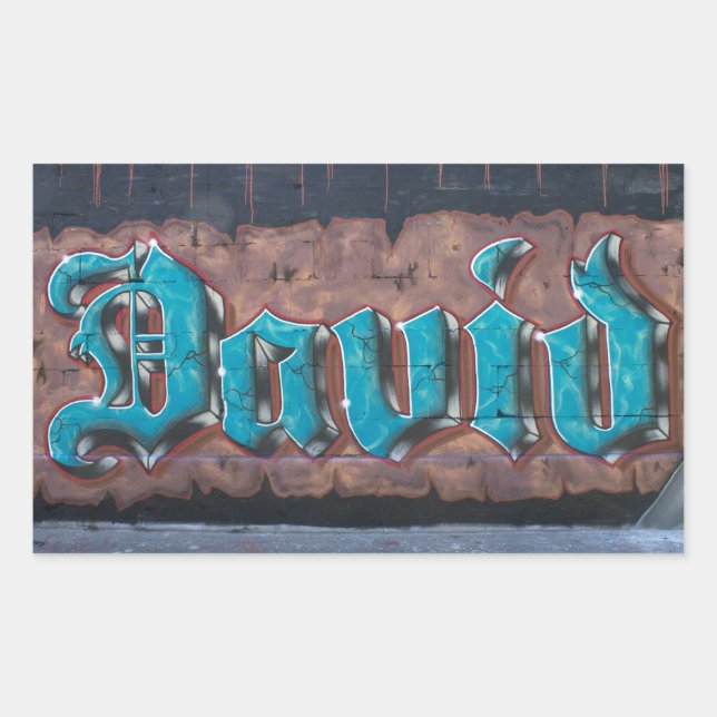 Graffiti-Tag: David Rechteckiger Aufkleber (Vorderseite)
