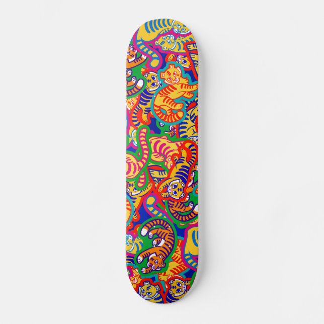 Graffiti Tiger Memphis Global Village Coffehouse Skateboard (Vorderseite)