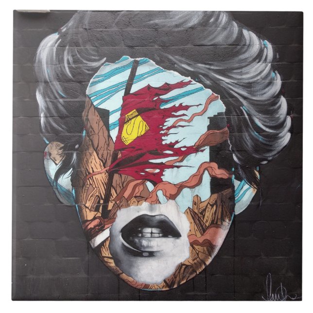 Graffiti-Tile, die einen weiblichen Kopf darstelle Fliese (Vorderseite)