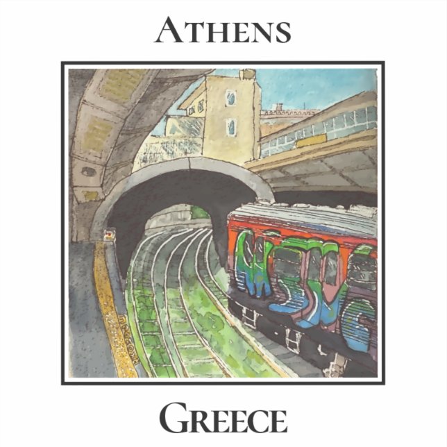 Graffiti Train, Monastiraki, Athens, Greece Aufkleber (Vorderseite)