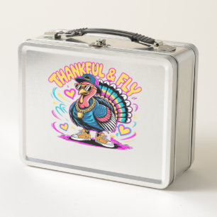 Graffiti Truthahn Vibes � Dankbar & Fly Cartoon Ku Metall Brotdose