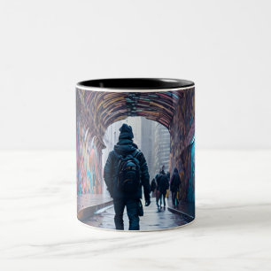 Graffiti-Tunnel Zweifarbige Tasse