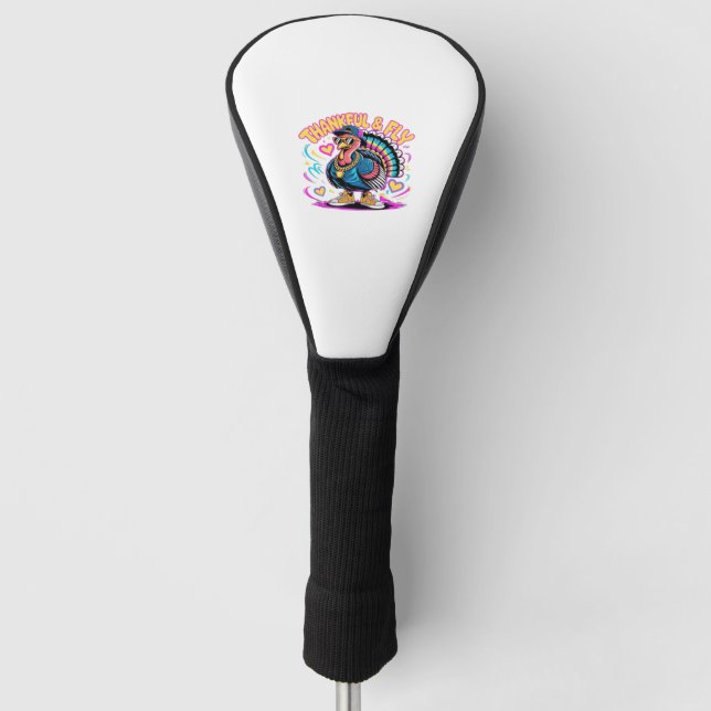 Graffiti Turkey Vibes - Dankbarkeit & Fly Cartoon  Golf Headcover (Vorderseite)
