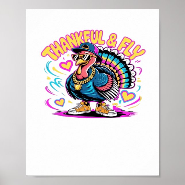 Graffiti Turkey Vibes - Dankbarkeit & Fly Cartoon  Poster (Vorne)