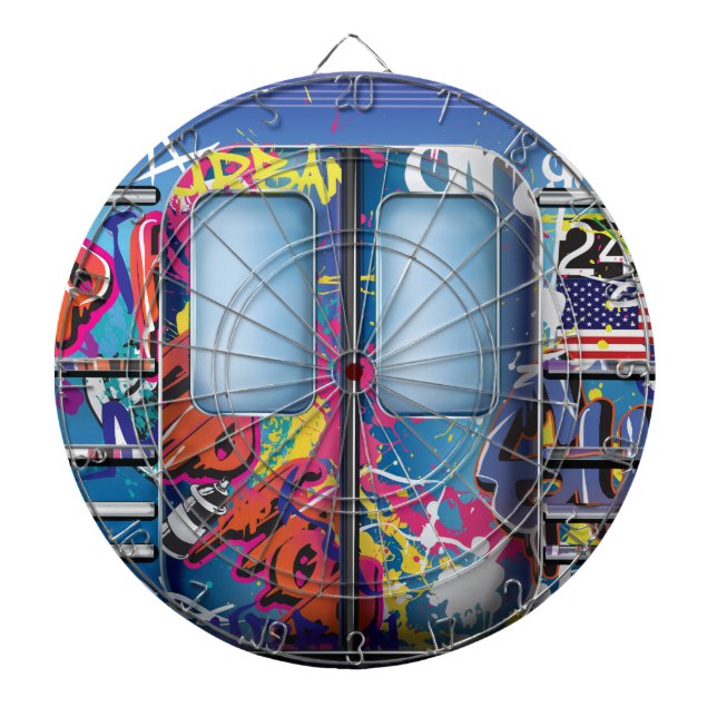 Graffiti U-Bahn-Zug. Dartscheibe (vorne)