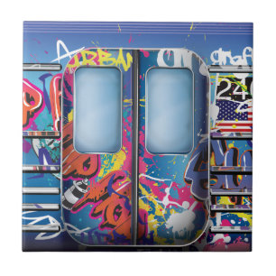 Graffiti U-Bahn-Zug. Fliese