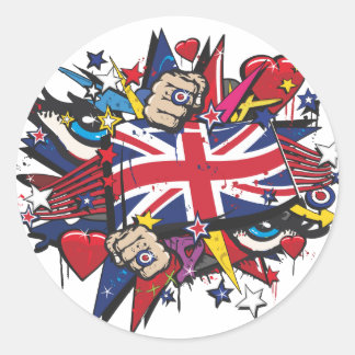 Graffiti UK flag English London Pop art graff Runder Aufkleber