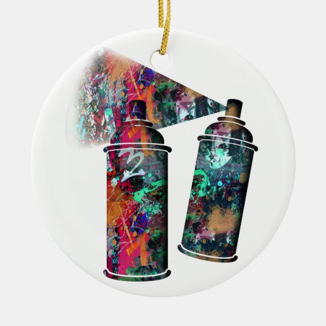 Graffiti und Paint Spritzer Spray Cans Keramik Ornament (Vorne)