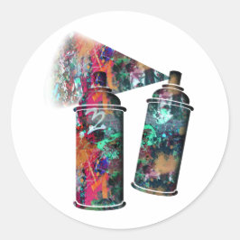 Graffiti und Paint Spritzer Spray Cans Runder Aufkleber