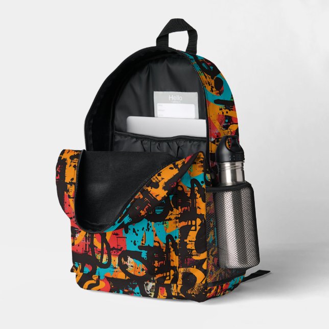 Graffiti Urban Streetwear Pattern  Bedruckter Rucksack (Rückseitige Ecke links (Offen) )