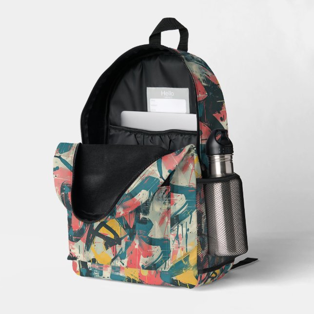 Graffiti Urban Streetwear Pattern  Bedruckter Rucksack (Rückseitige Ecke links (Offen) )
