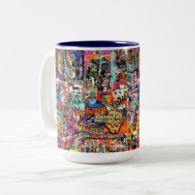 Graffiti wall collage  zweifarbige tasse (Vorderseite Links)