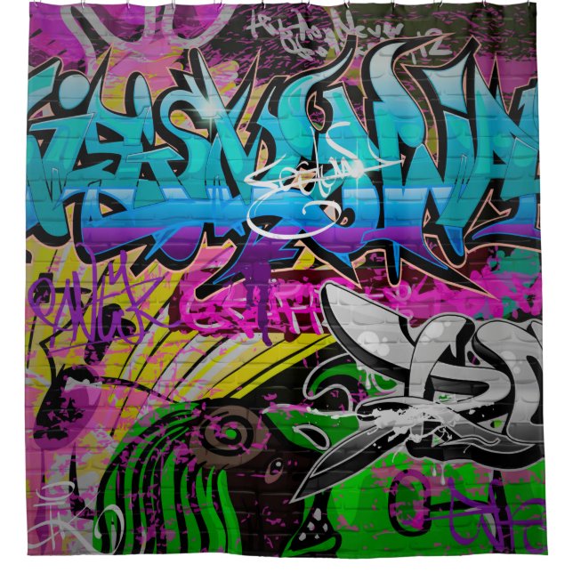 Graffiti wall urban artgraffiti,art,wall,grafiti,g duschvorhang (Vorderseite)