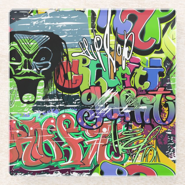 Graffiti Wall: Urban Hip Hop Glasuntersetzer (Vorderseite)