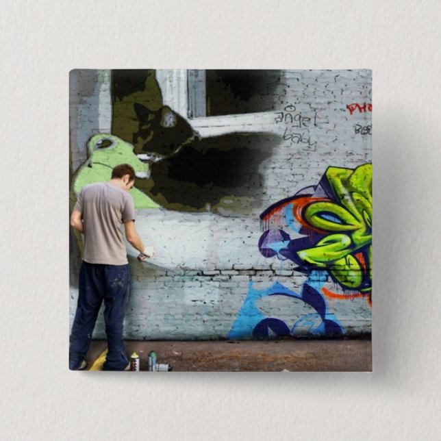 Graffiti-Wand Lucy Button (Vorderseite)