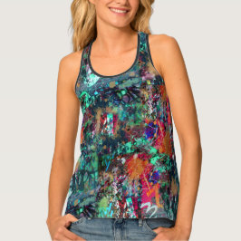 Graffiti-Wand und Spray-Paint-Spritzer Tanktop