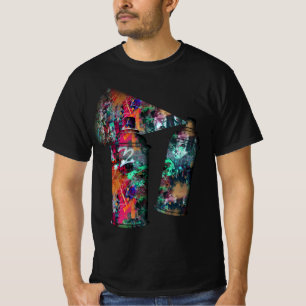 Graffiti-Wand und Sprühfarbe-Spritzer T-Shirt