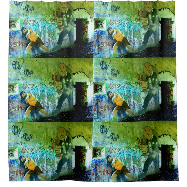 Graffiti-Wandkunst Duschvorhang (Vorderseite)