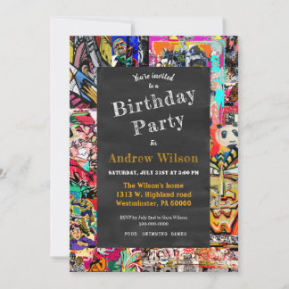 Graffiti-Wandverkleidung mit Tafel Einladung