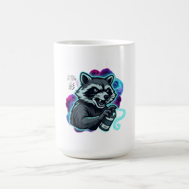 Graffiti-Waschbär-Langarmshirt Kaffeetasse (Mittel)