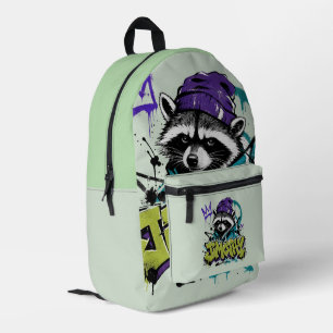 Graffiti-Waschbär-Street-Art-Urban-Punk-Stil Bedruckter Rucksack